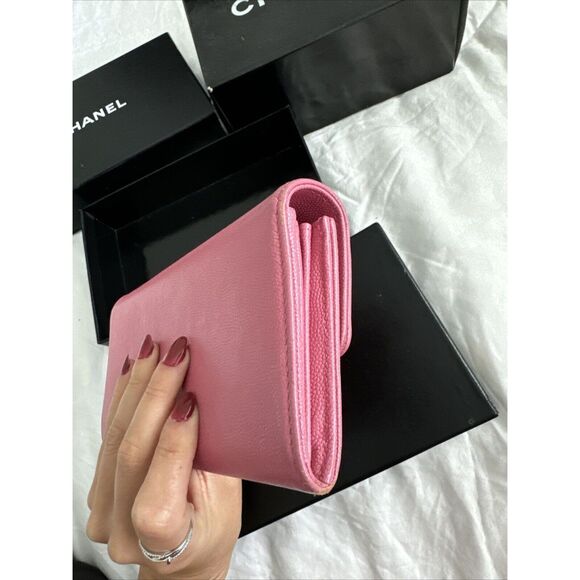 CHANEL Pink Caviar Leather Flap Wallet W/box - Picture 5 of 16